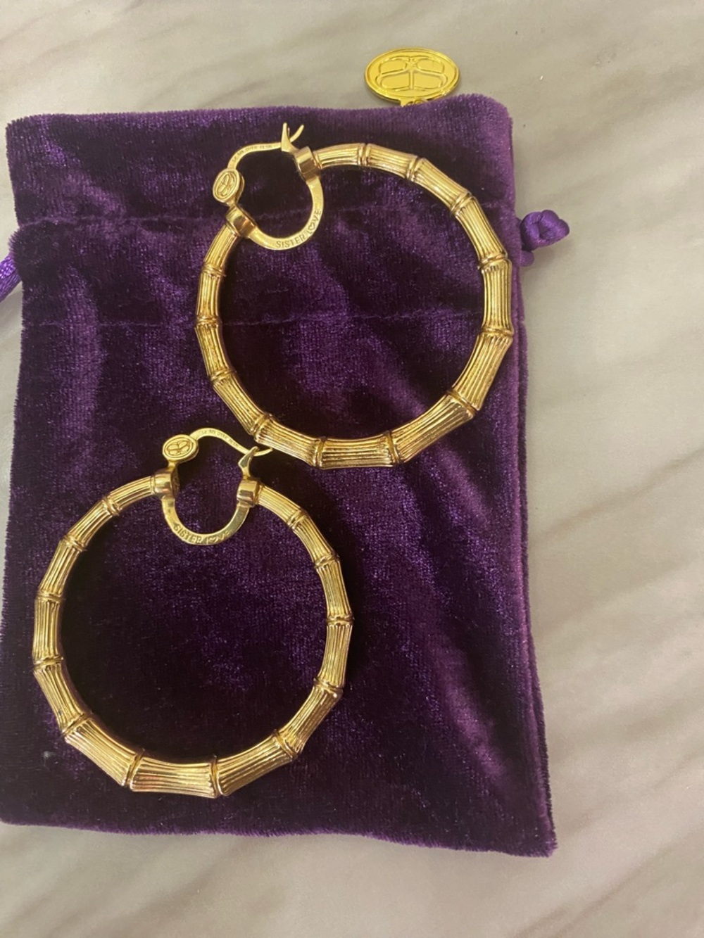 Gold Bamboo Hoop Earrings - Designer Style